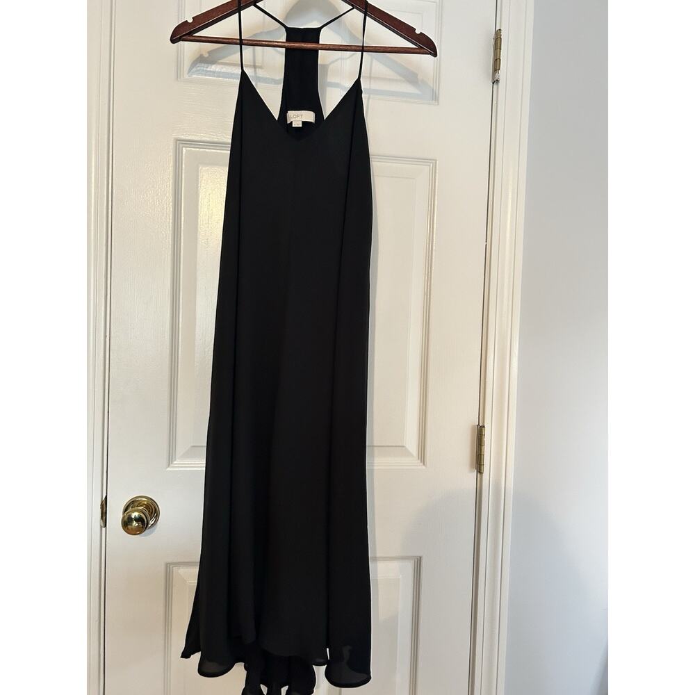 LOFT Ann Taylor Black Chiffon High Low Midi Dress Size 8 NWT $98